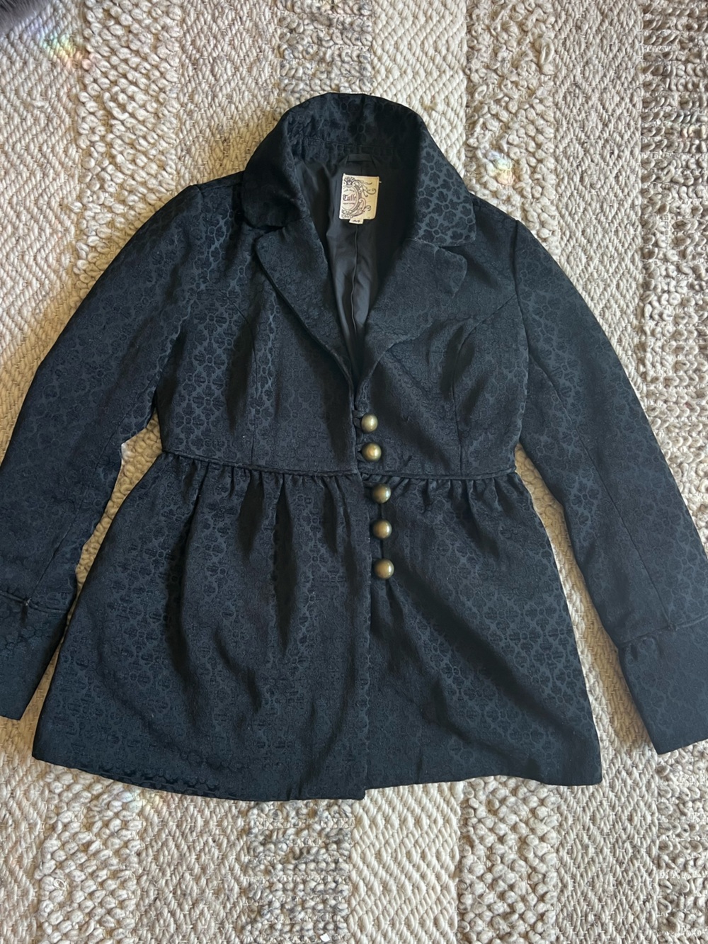 Tulle Black Buttoned Peplum Suit Jacket